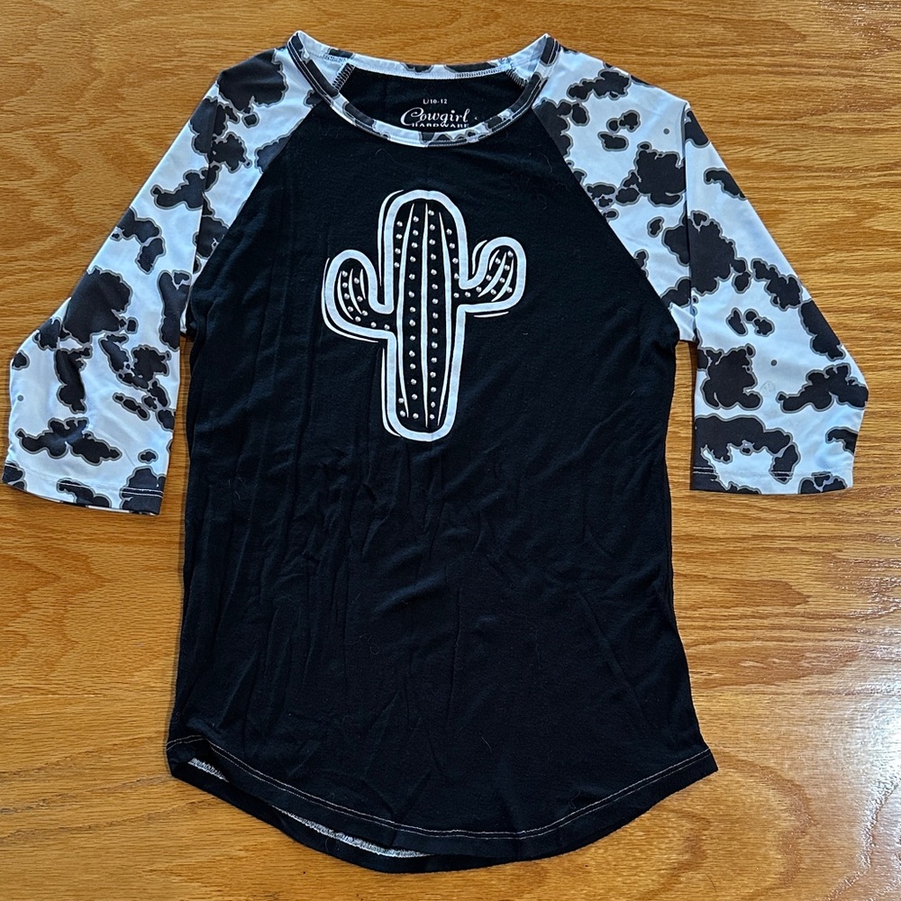 Stylish Kids Long Sleeve Tee with Cactus Design